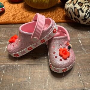 Pink glitter Disney light up toddler crocs!
